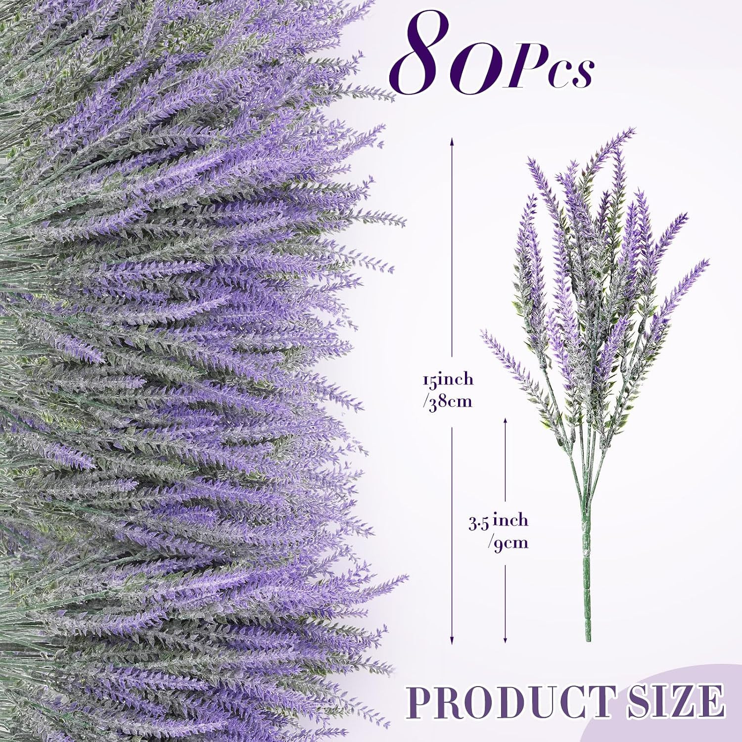 80 UV Resistant Artificial Lavender Flowers for Indoor & Outdoor Decor