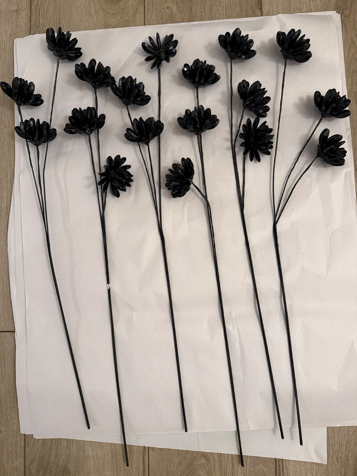 Black Daisy Beaded Flowers Long Stem