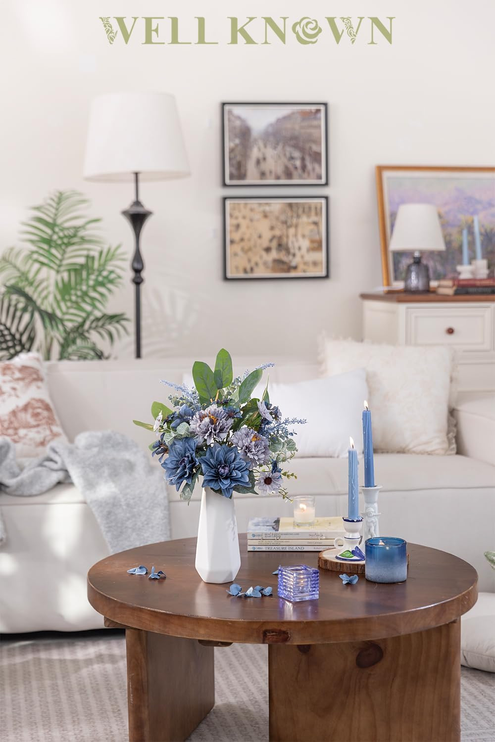 Blue Silk Flower Bouquet for Vase – Perfect for Home Decor & Gifts