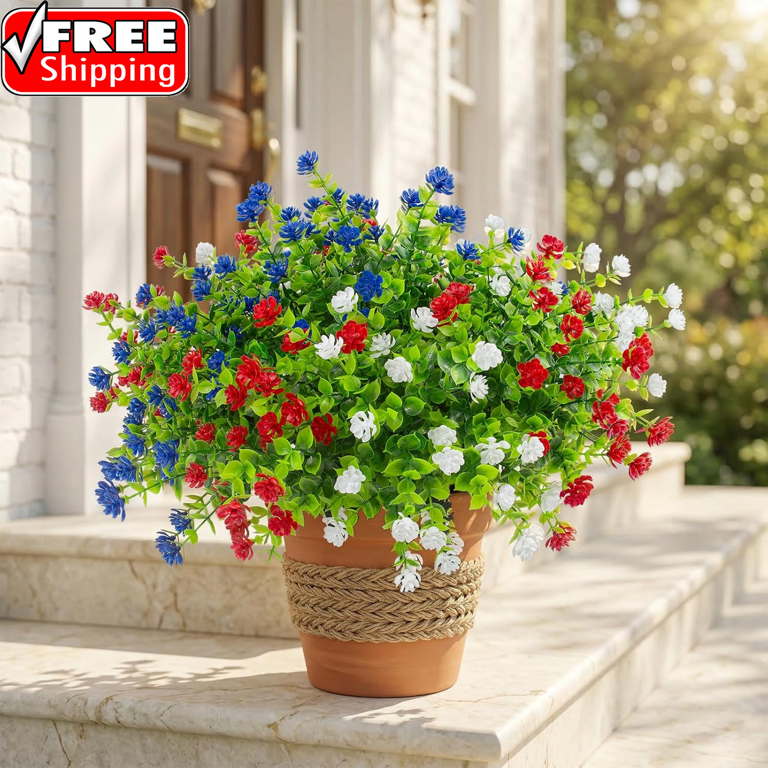 12 Pcs Artificial Flowers Outdoor, Faux Artificial Plants UV Resistant Plastic P