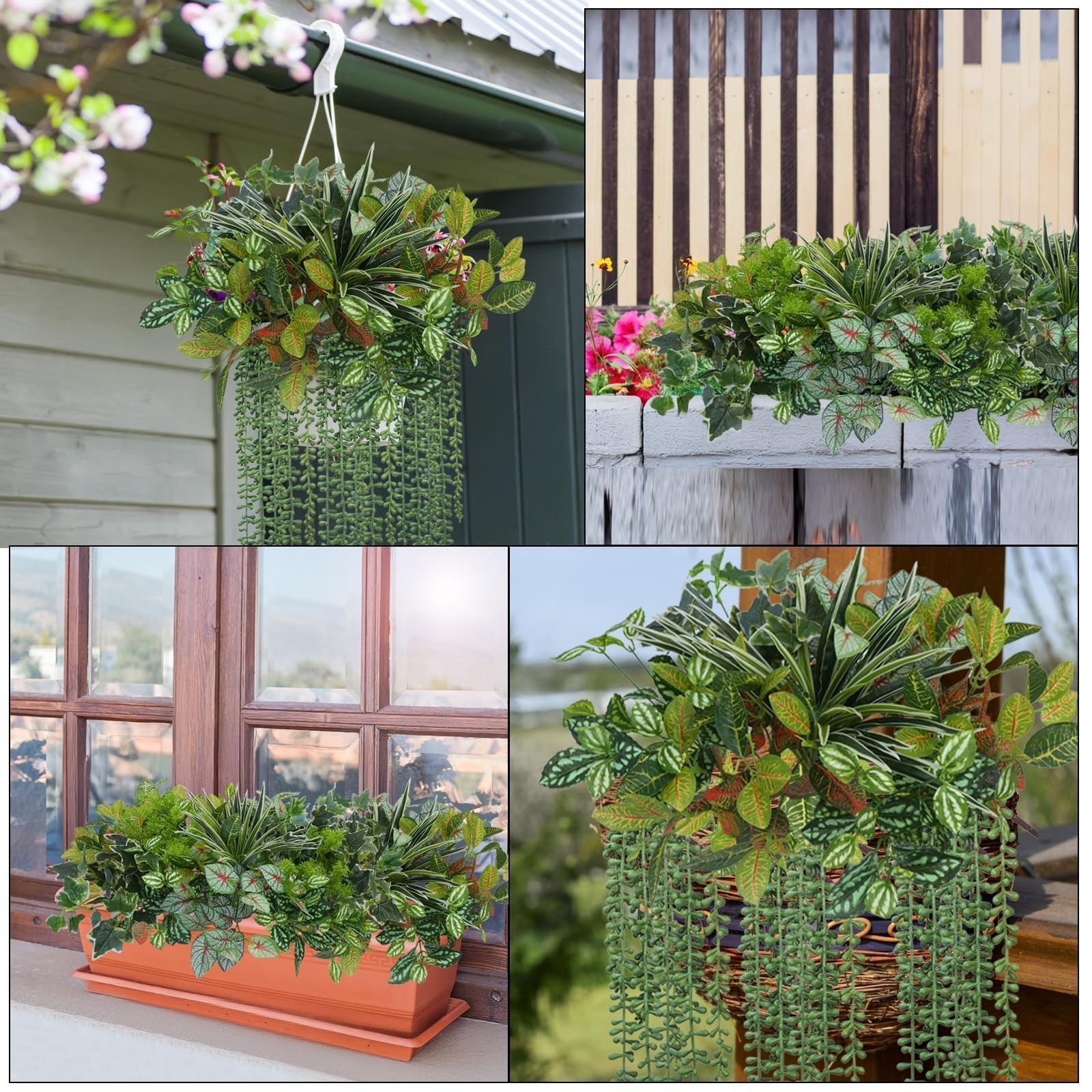 Luabue 17Pcs Artificial Greenery for Outdoors UV Resistant, Faux Greenery for…