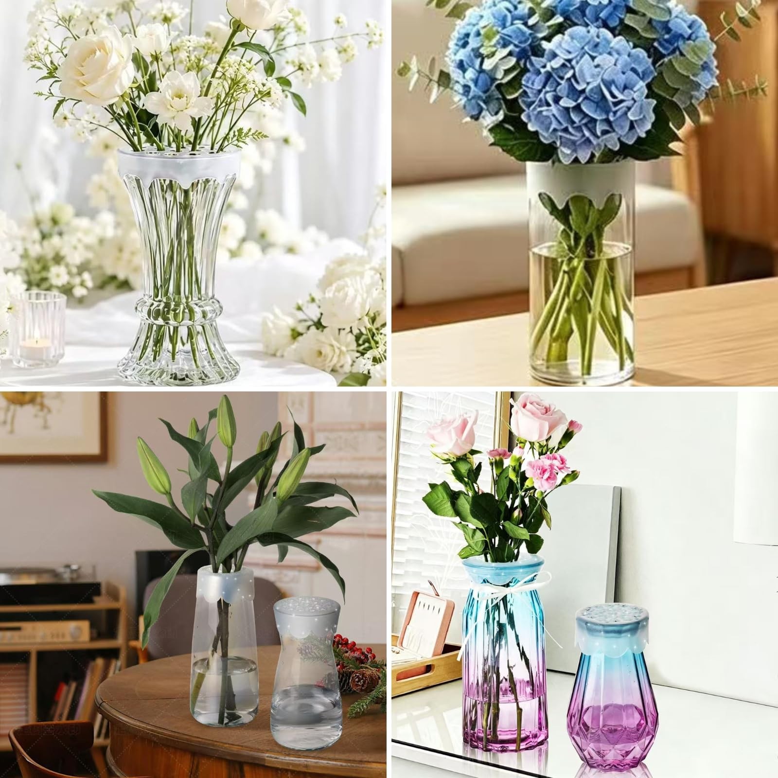 3pcs Silicone Flower Arranging Grid for Vases – Reusable Floral Stem Holder