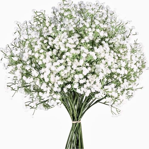 Babys Breath Artificial Flowers,12 Pcs Gypsophila Faux Flowers for 12pcs White