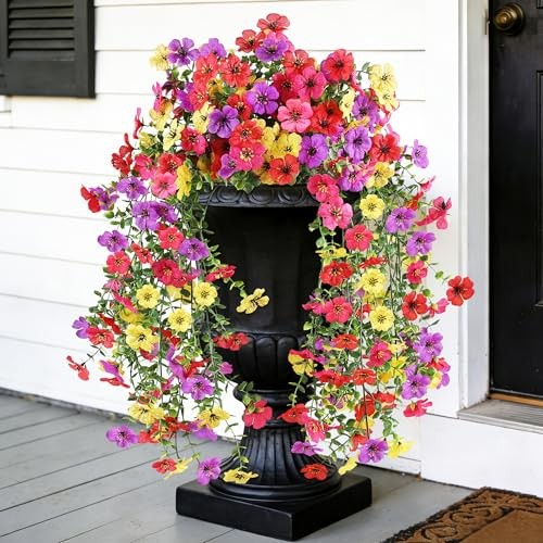 Artificial Flowers for Outdoors, UV Resistant 2 Bundles Fake 2PCS Mix Colors1