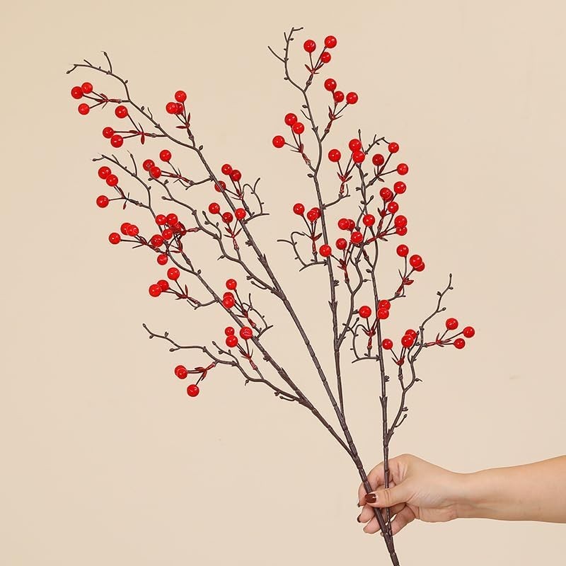Versatile 27.5 Inch Red Berry Stem Ideal for 2026 Lunar New Celebrations