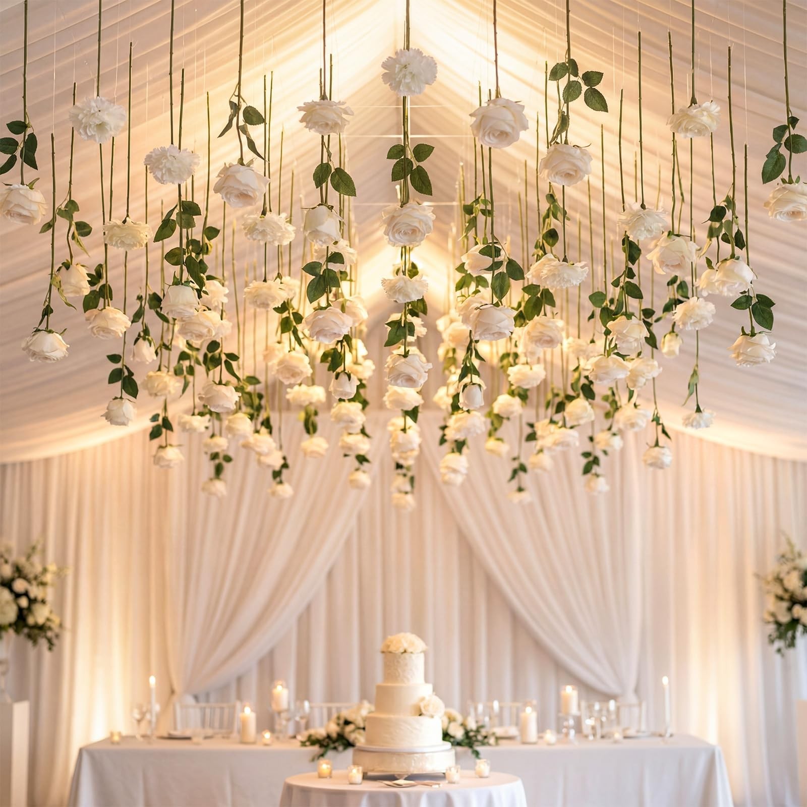 60 Pack Artificial Flower Hanging Flowers Ornament Floating Garland Ceiling R…