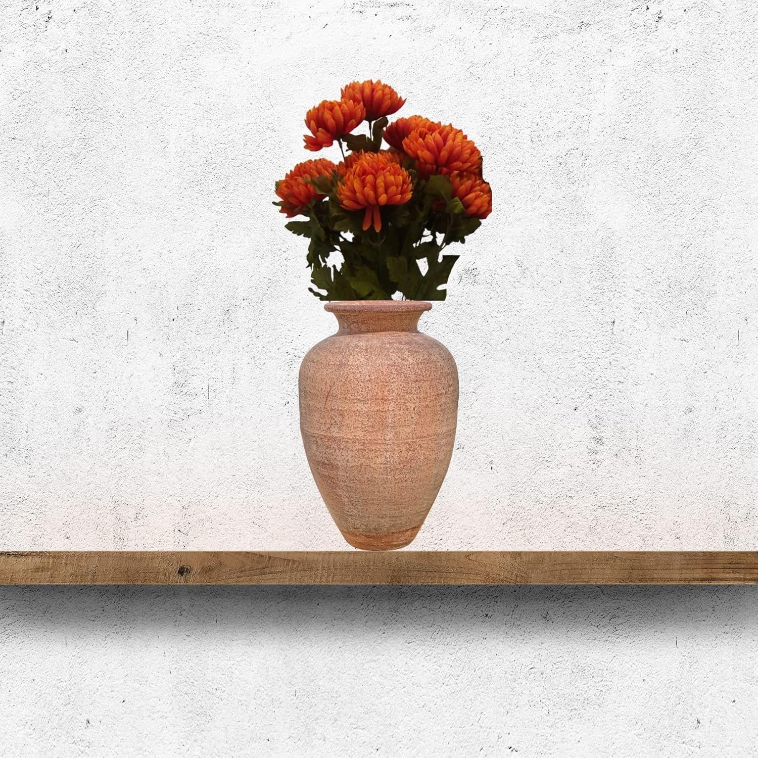 Artificial Orange Chrysanthemum Bush Set of 2, 21″ Fall Flowers Decor
