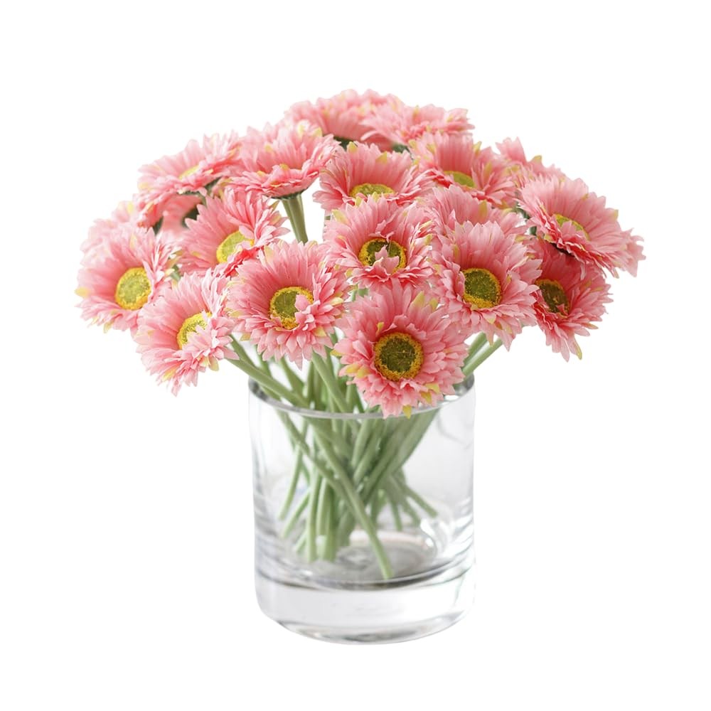 Pink Artificial Daisies Flower Faux Bouquet Silk Event Decor 7.8″ 20 PCS