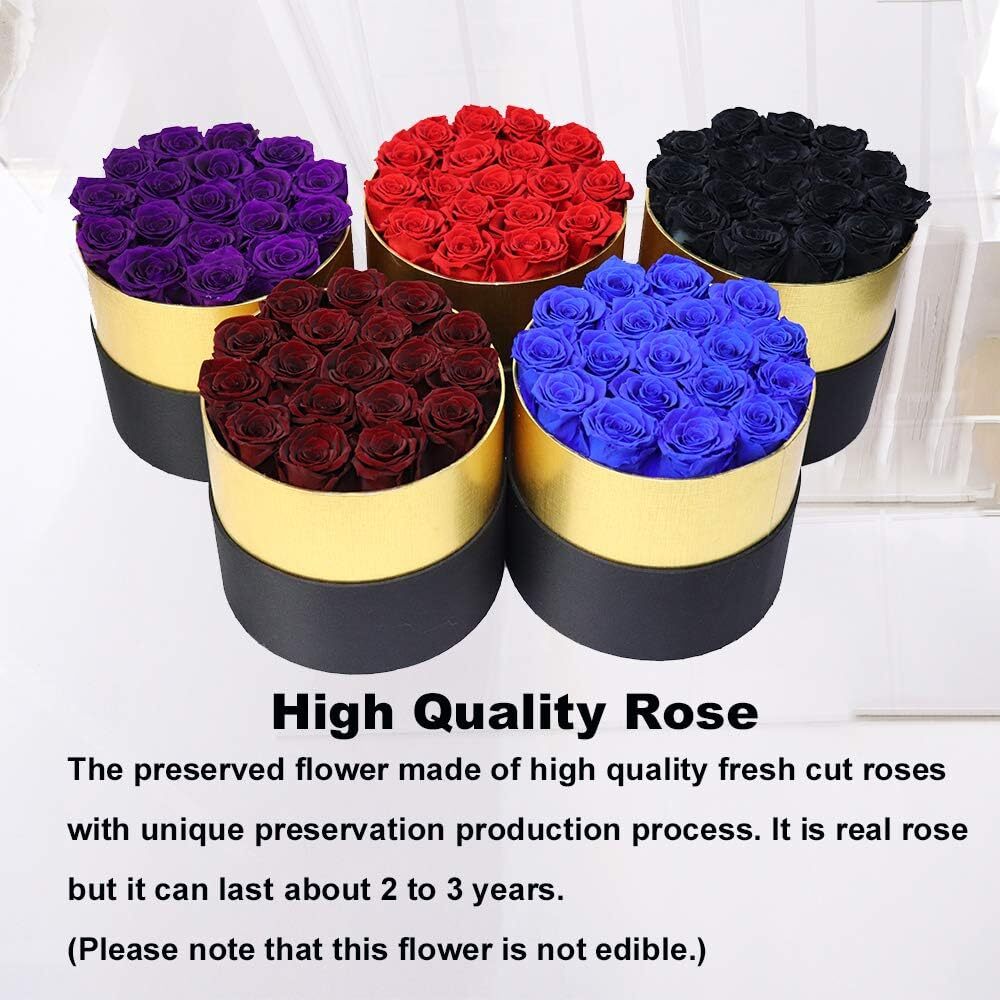 Perfection Handmade Black Preserved Roses in a Gift Box That Last 2 to 3 Years