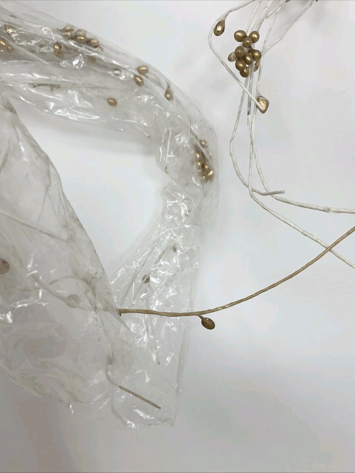 White Twig Branch Gold Berries Green Leaf Floral Pick 46” Long 3 Picks NOS