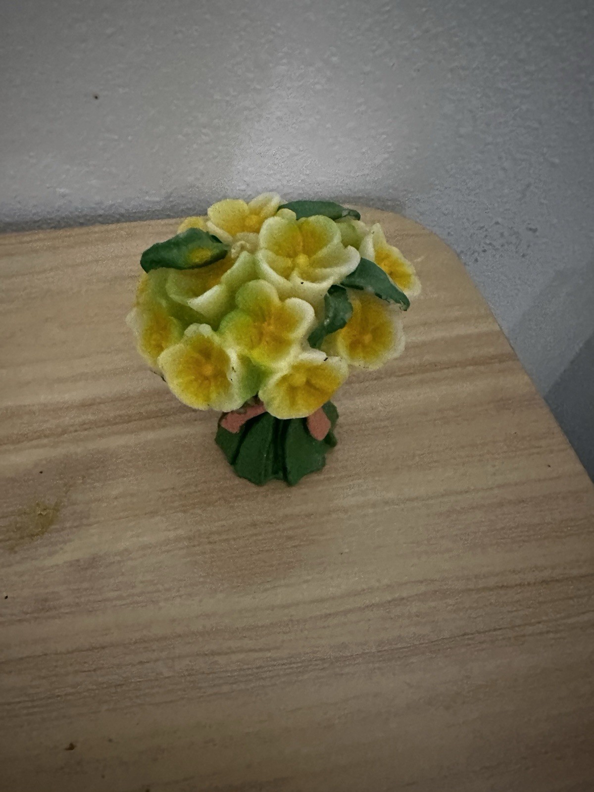 Vintage Flower Bouquet Shaped Candle Unburned Yellow Primrose Retro Kitsch Decor