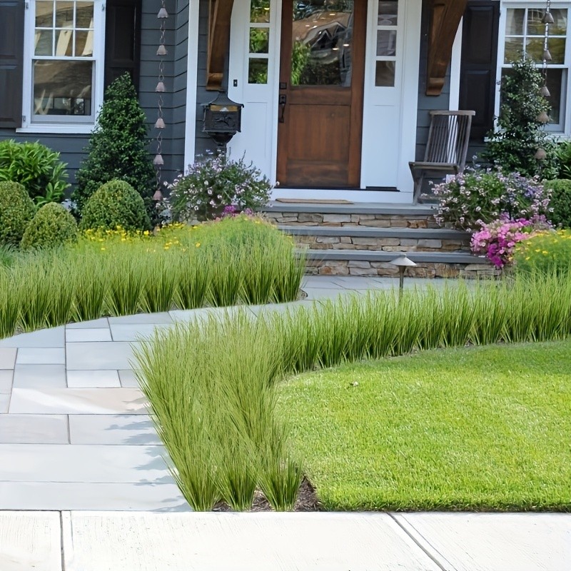 Faux Autumn Plants 10Pcs, Lifelike Green Onion Grass Shrubs for Home Decor