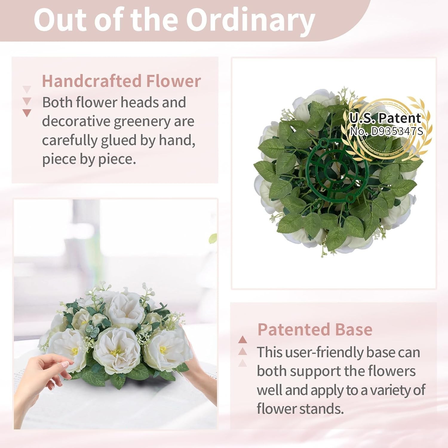 Artificial Flowers Ball Centerpieces: 10 Pcs 9.8 Inch Diameter Fake Kissing Rose