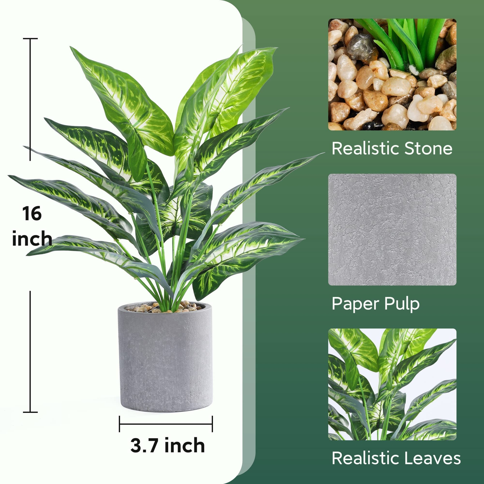 16″ Small Artificial Tropical Faux Plants Office Desk Shelf Bathroom Home Decor