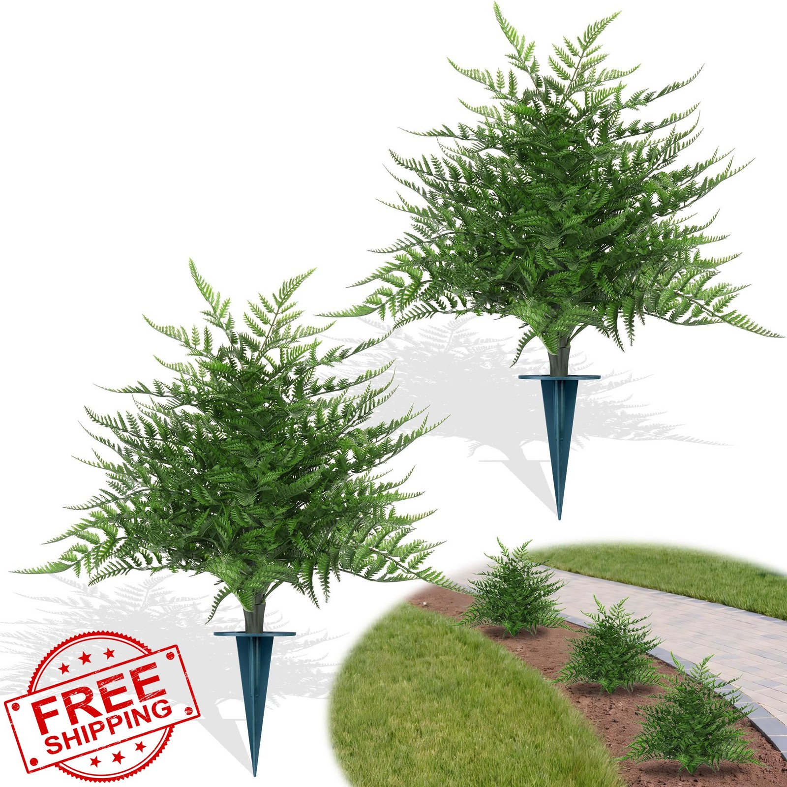 Yangrass Artificial Fern Topiary Ball Trees Green (2pk)