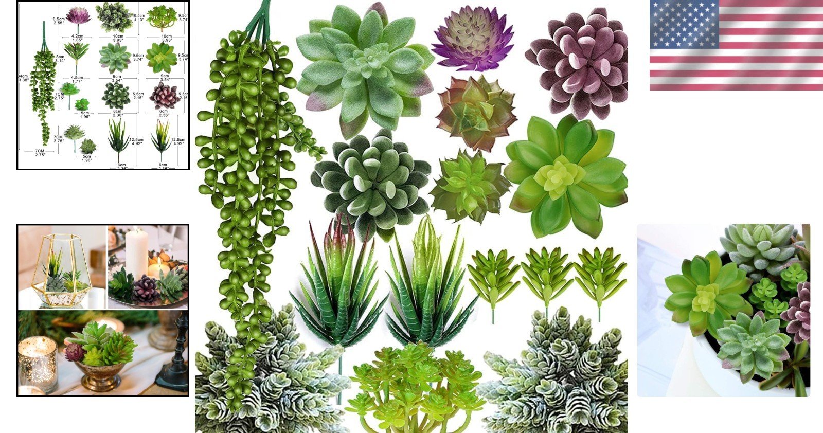 Versatile 16pcs Artificial Succulent Set – Elegant, Odorless Decor for Any Space