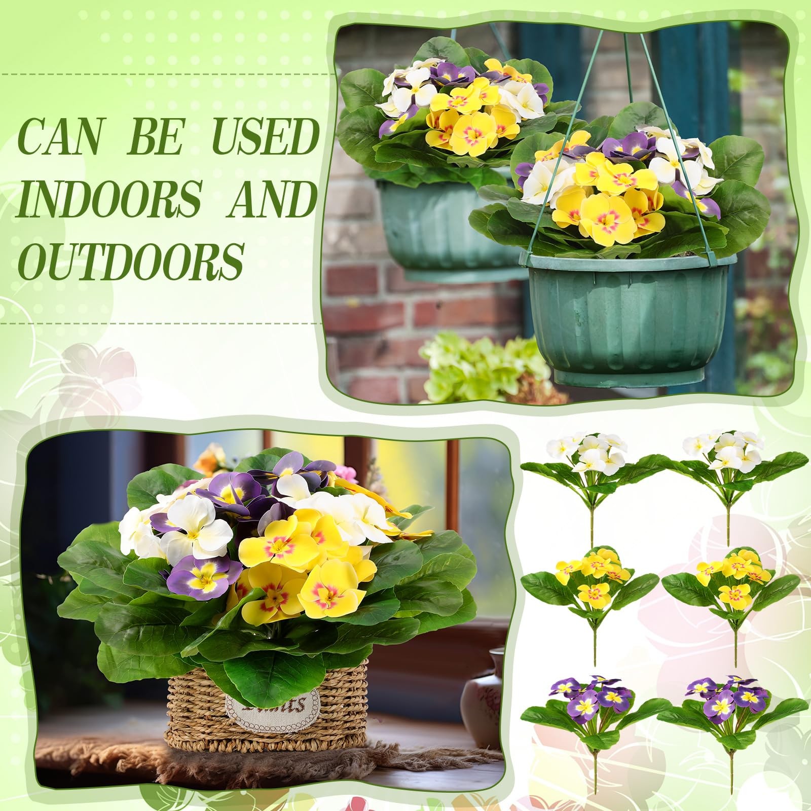 Daifunli 6 Pcs Summer Artificial Pansies for Outdoors, 9. 84 Inches Artificia…