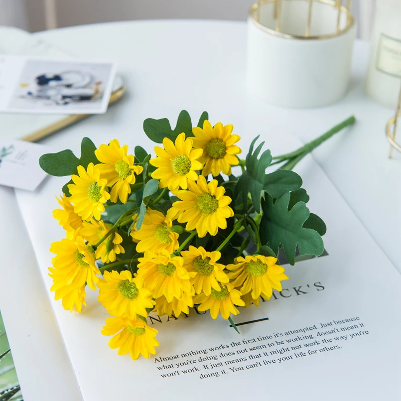 21 Heads Silk Daisy Artificial Flower Bouquet for Home Wedding Holiday DIY Decor