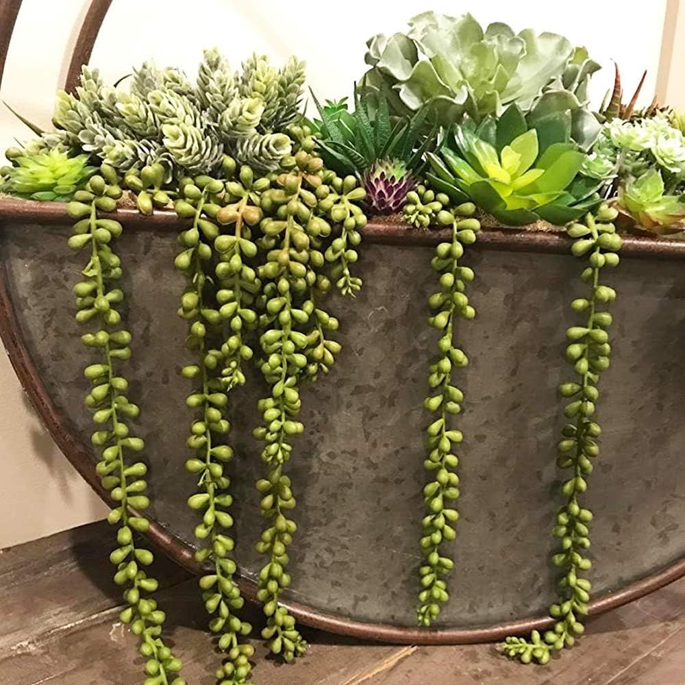 6pcs Artificial Fake String of Pearls Plant Faux Fake Hanging Succulents Plan…