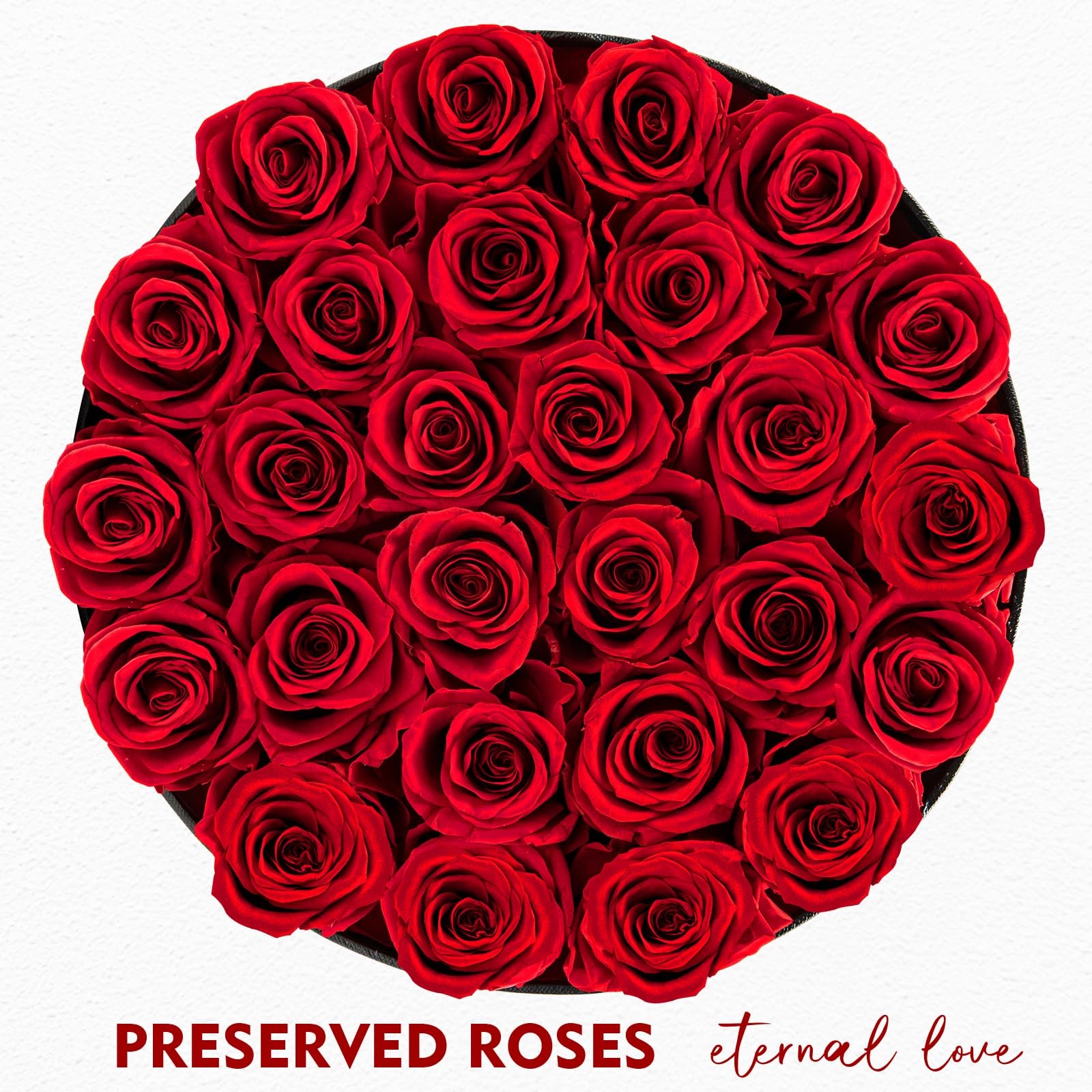 27 PCS Red Forever Roses In A Box Real Preserved Flowers Present For Women