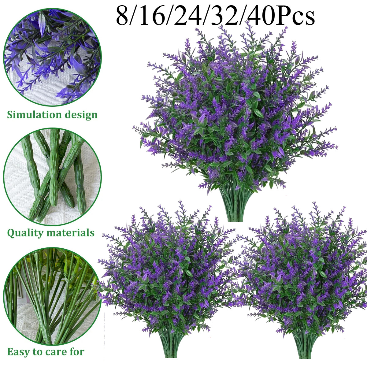 Artificial Lavender Flowers Fake Plastic Plants for Outdoor Garden Party Decor