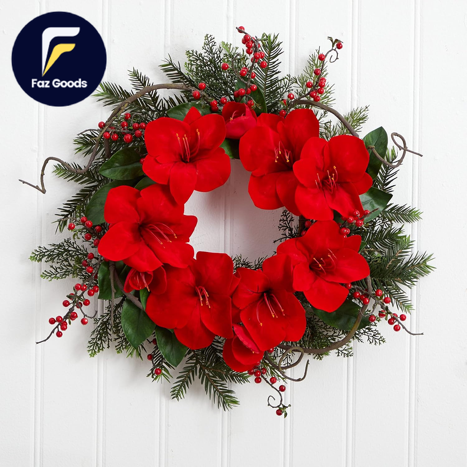 24 in. Amaryllis Artificial Wreath FREE SHIPPING