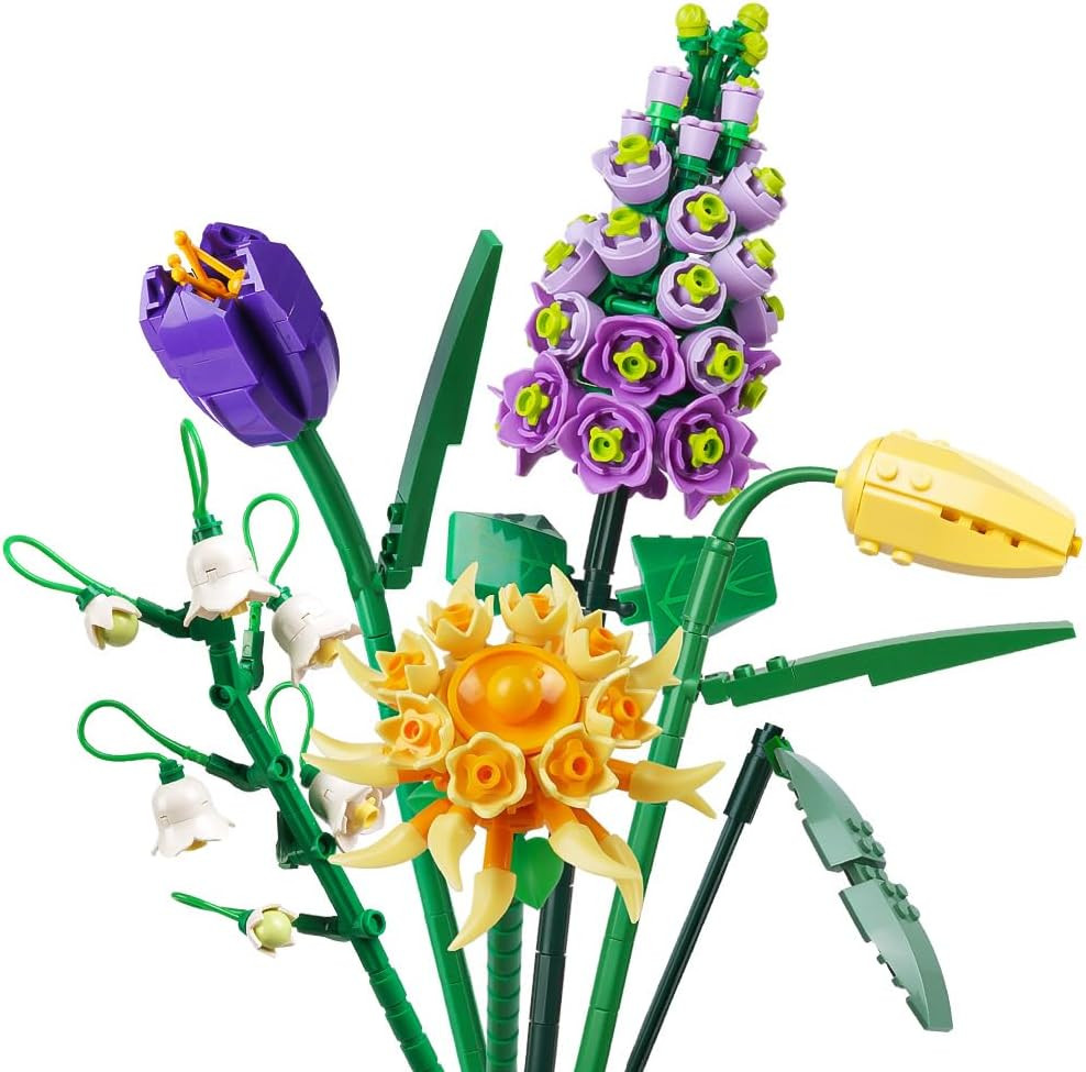 Mini Bricks Flower Bouquet Building Sets, Artificial Flowers, DIY Unique Decorat