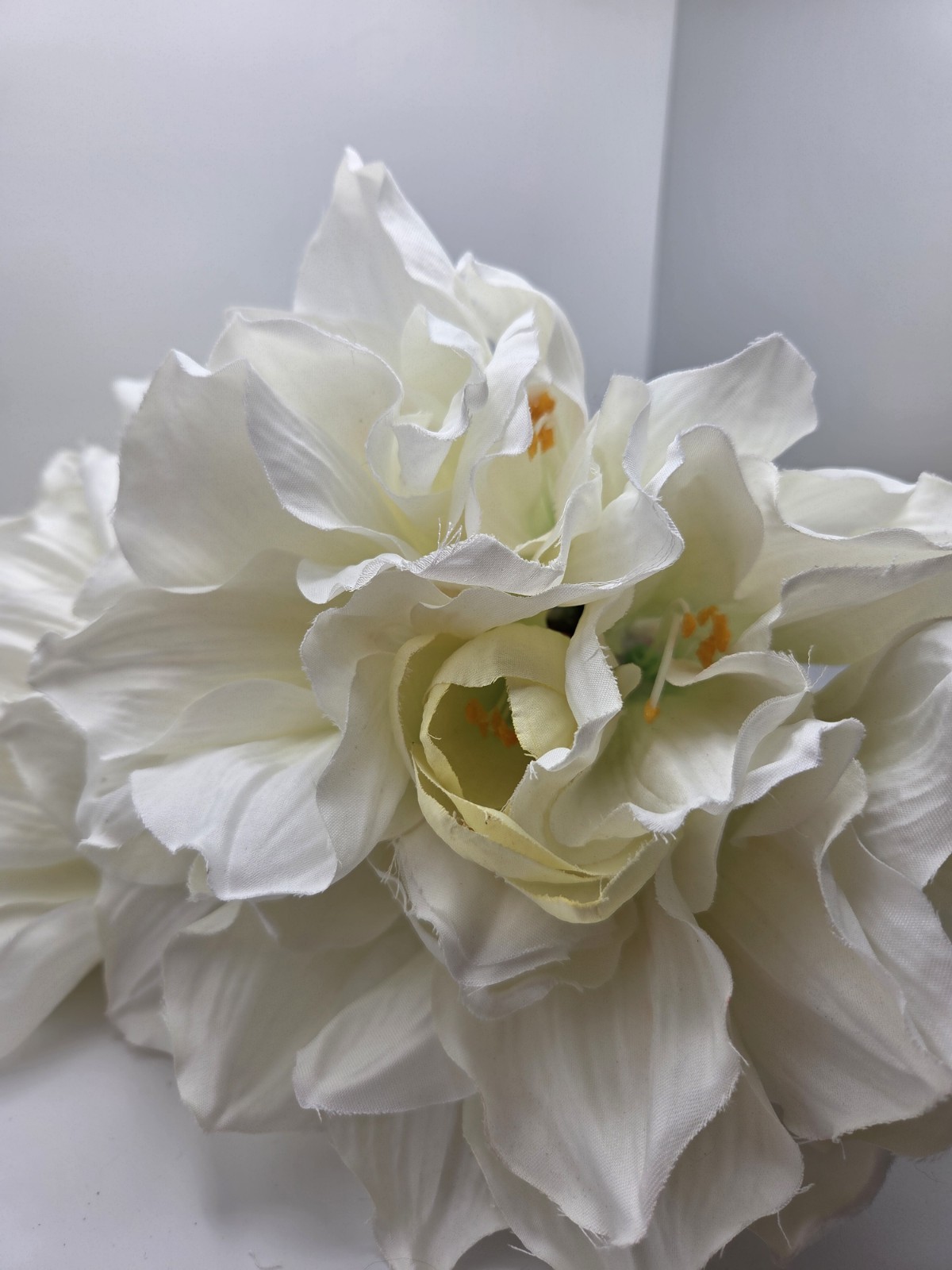 New Pottery Barn Faux Flowers White Amaryllis 3 Stems Set 2 Bundle Arrangement