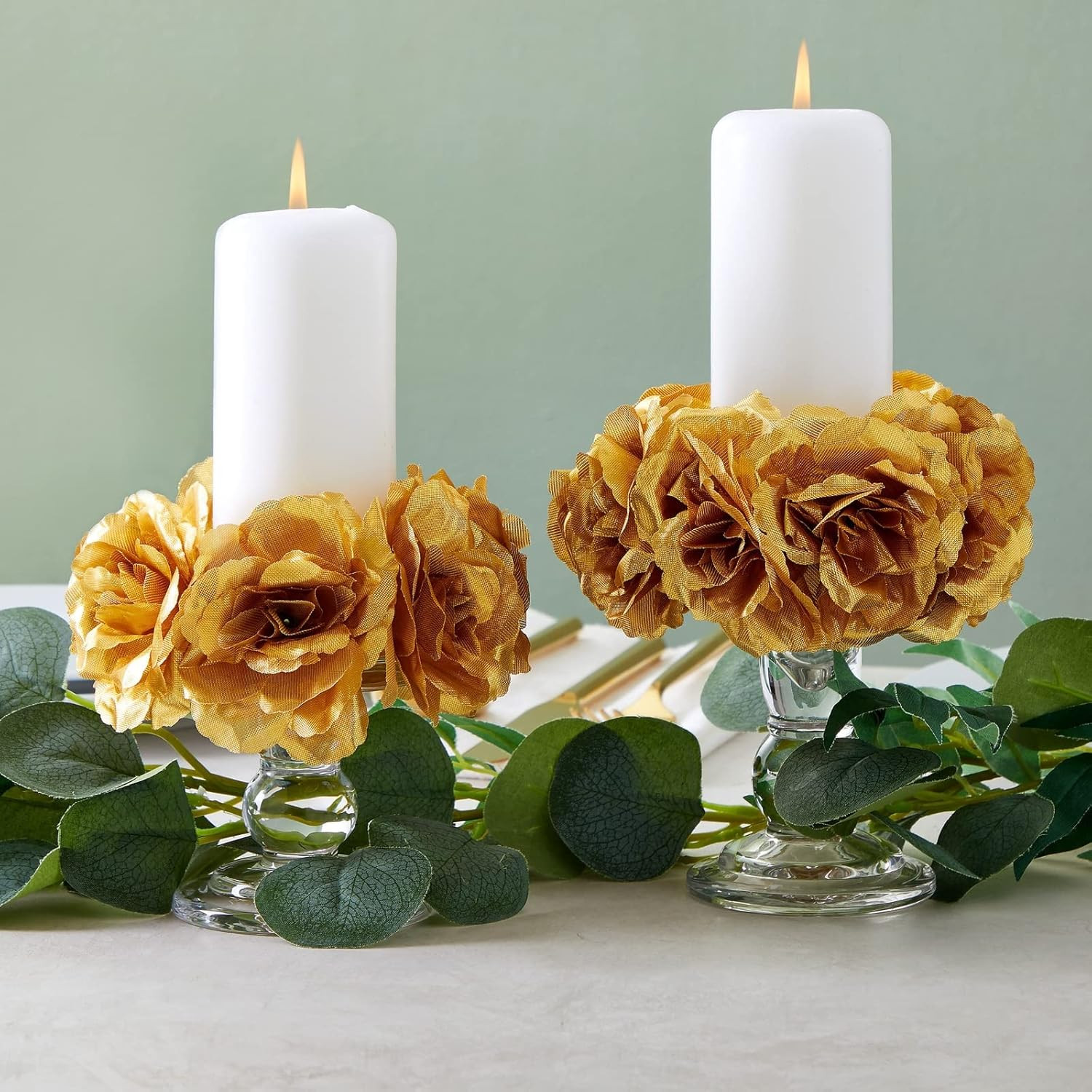 50 Pack Gold Roses Artificial Flowers Bulk