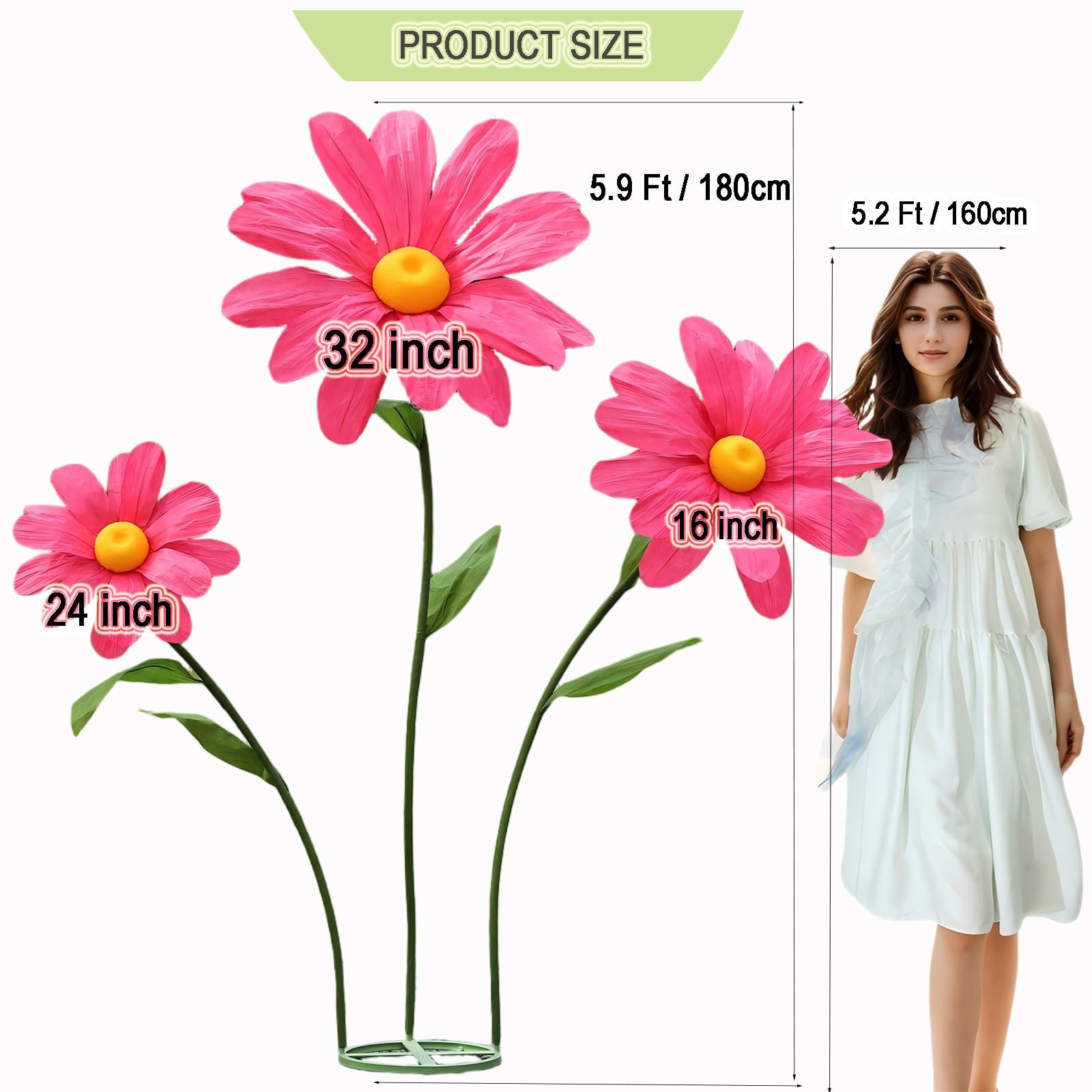 Large Daisy Flowers Artificial,5.9 Ft Giant Paper Flower Decoration,Big Flowe…