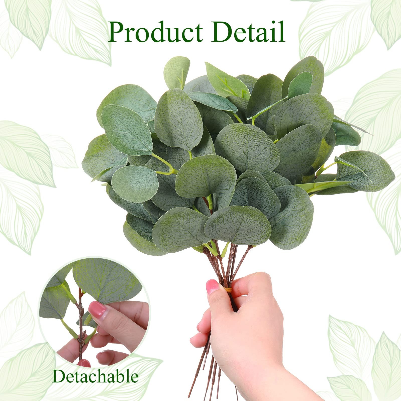200 Pcs Artificial Eucalyptus Stems Leaves Bulk 11.8 Inches Tall Silver Dolla…