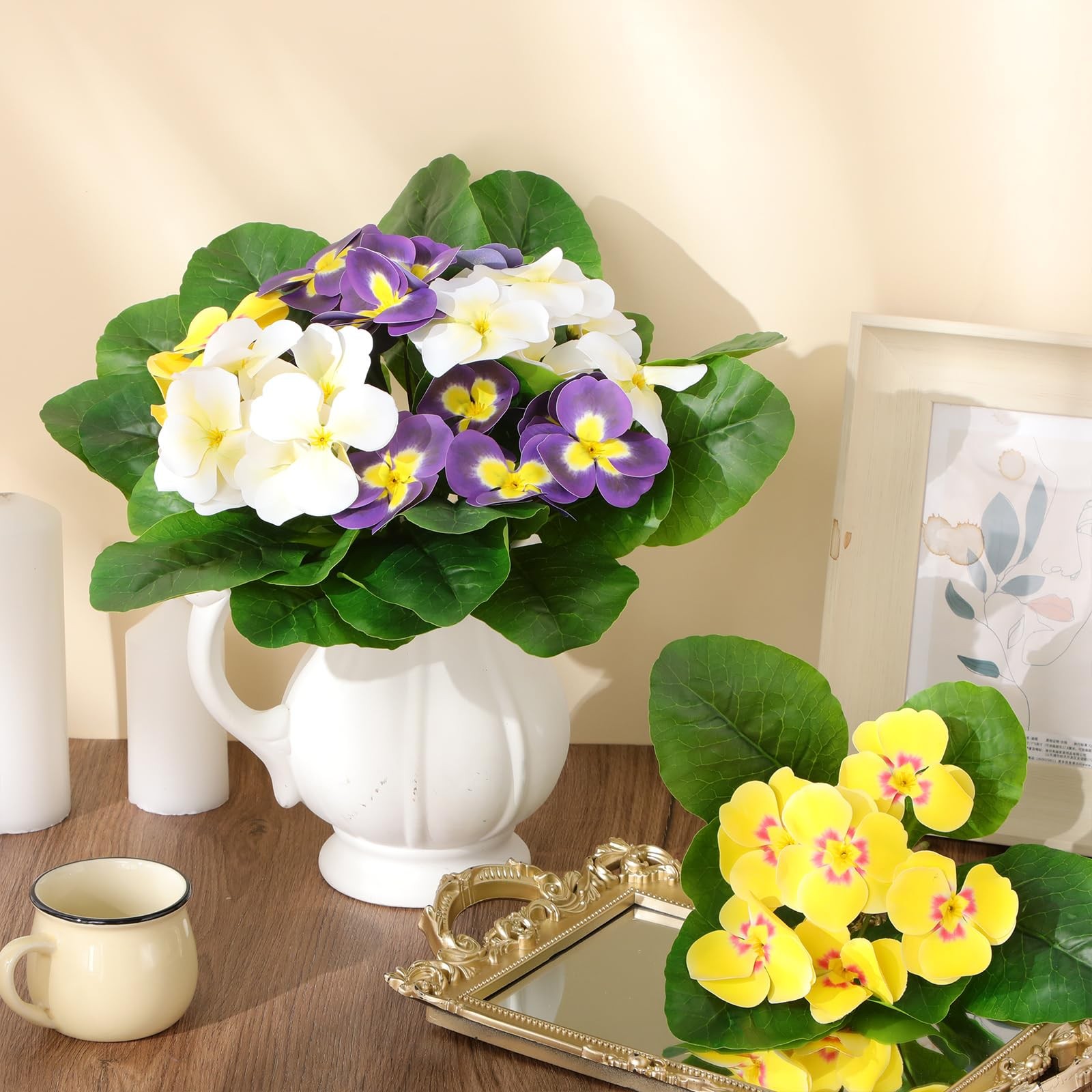 Daifunli 6 Pcs Summer Artificial Pansies for Outdoors, 9. 84 Inches Artificia…