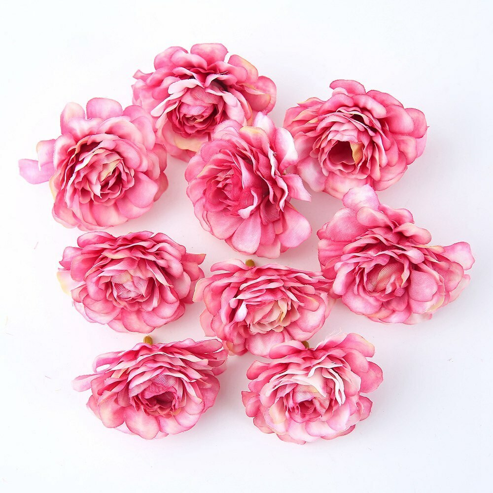 Mini artificial flower silk rose head wedding decoration party fake clip