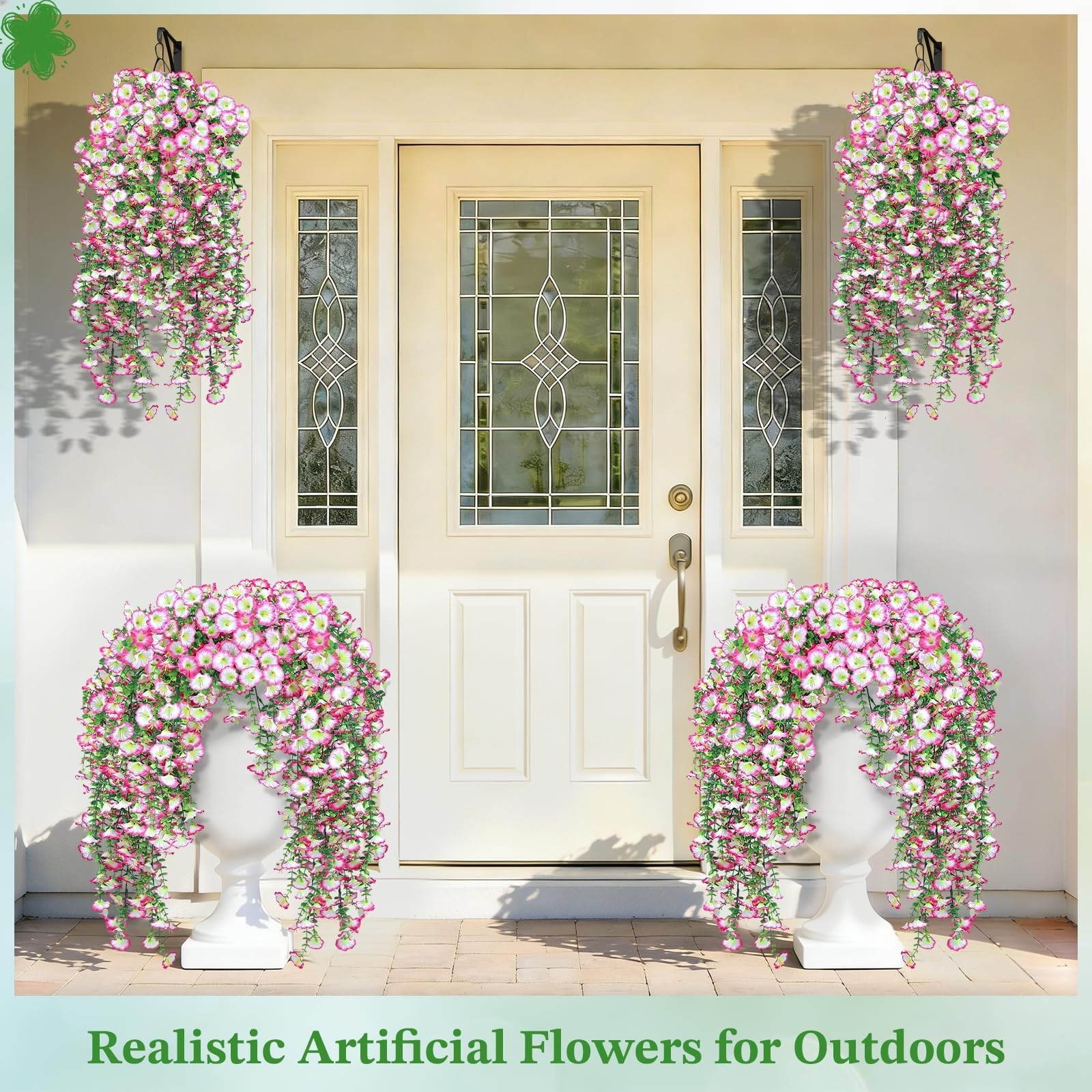 Artificial Flower for Outdoors, 6PCS Fake Artificial Morning Glory Flowers, U…