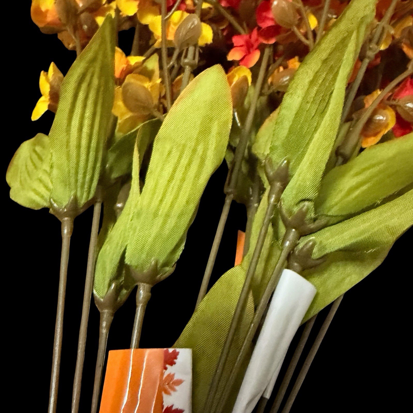 5ps/ Stems Babys Breath/Wild Silk Artificial Flowers Yellow Orange Mix 27” New