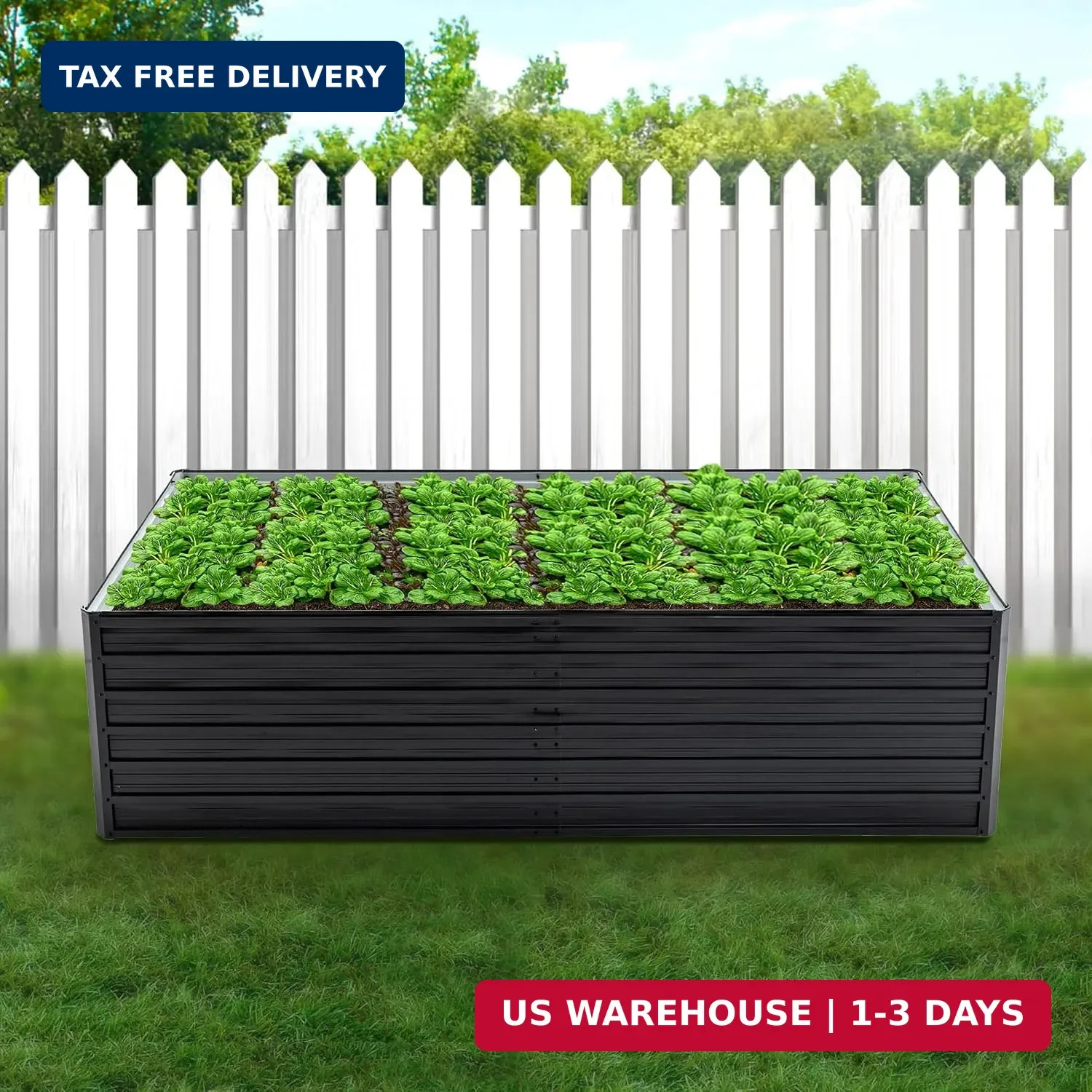 Thanaddo Galvanized Raised Garden Bed 8x4x2ft Outdoor Planter Box Galvanized Ste
