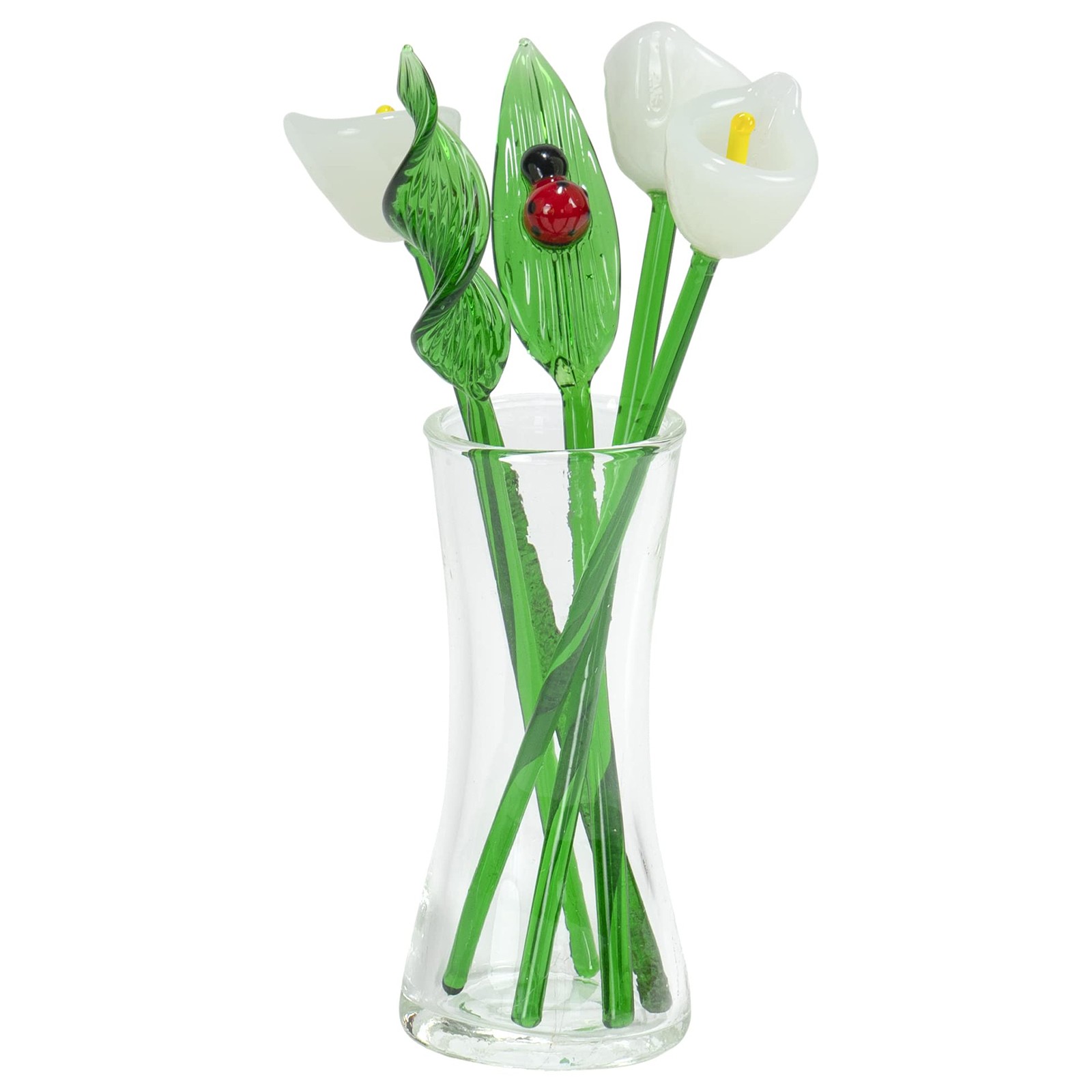 Decorative Glass Flower Bouquet with Vase, Gift Boxed – White Calla Lilies