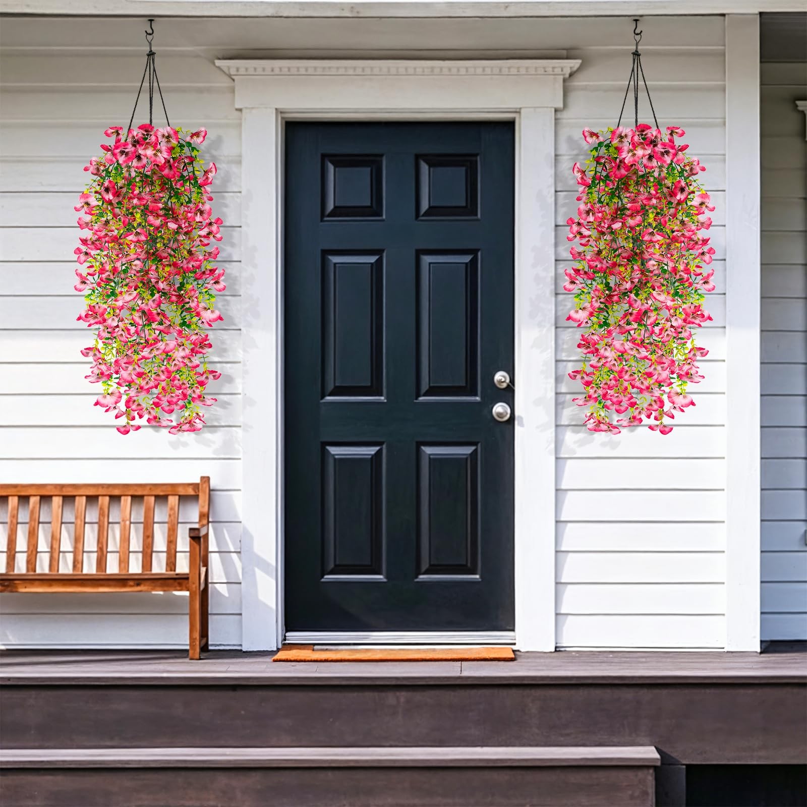 6 PCS Artificial Hanging Pansy Flowers, Silk Flowers for Outside, UV Resistan…