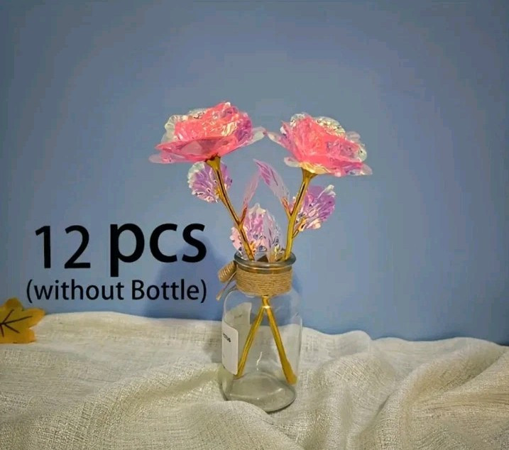 12 Pcs 24K Galaxy Rose Artificial Flowers,mixed Colors Forever Rose Gifts for