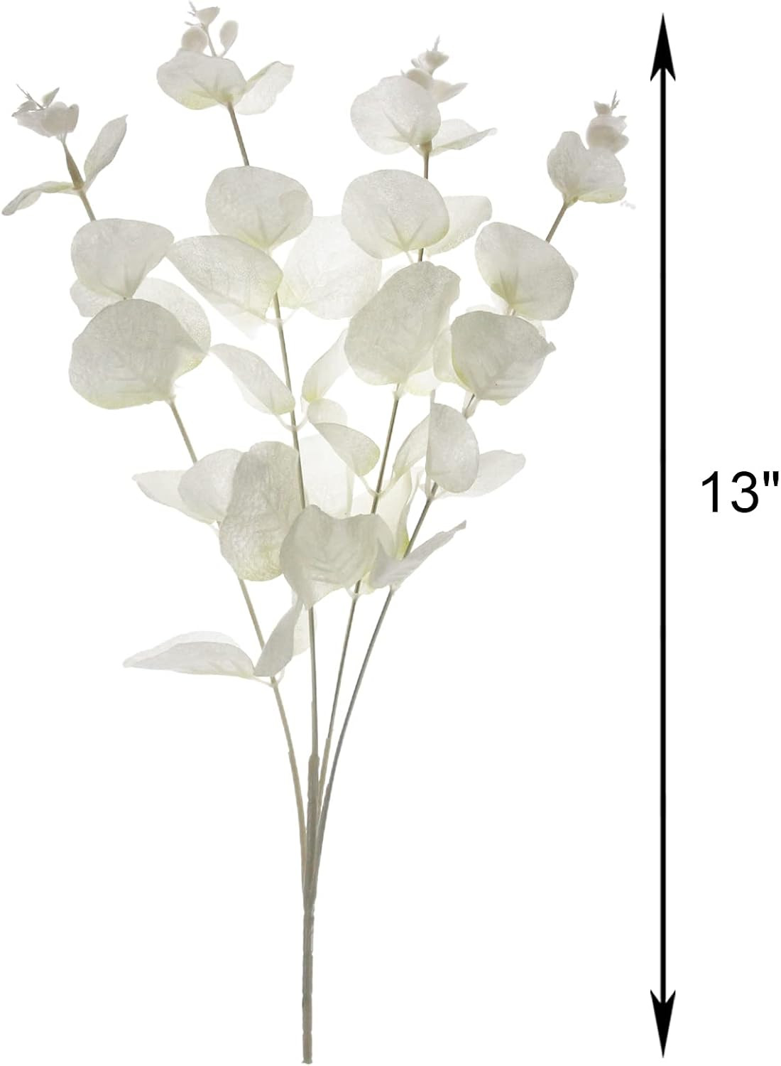 5 Pcs Artificial Eucalyptus Branches Real Touch Leaf Stem White Faux Eucalyptuse