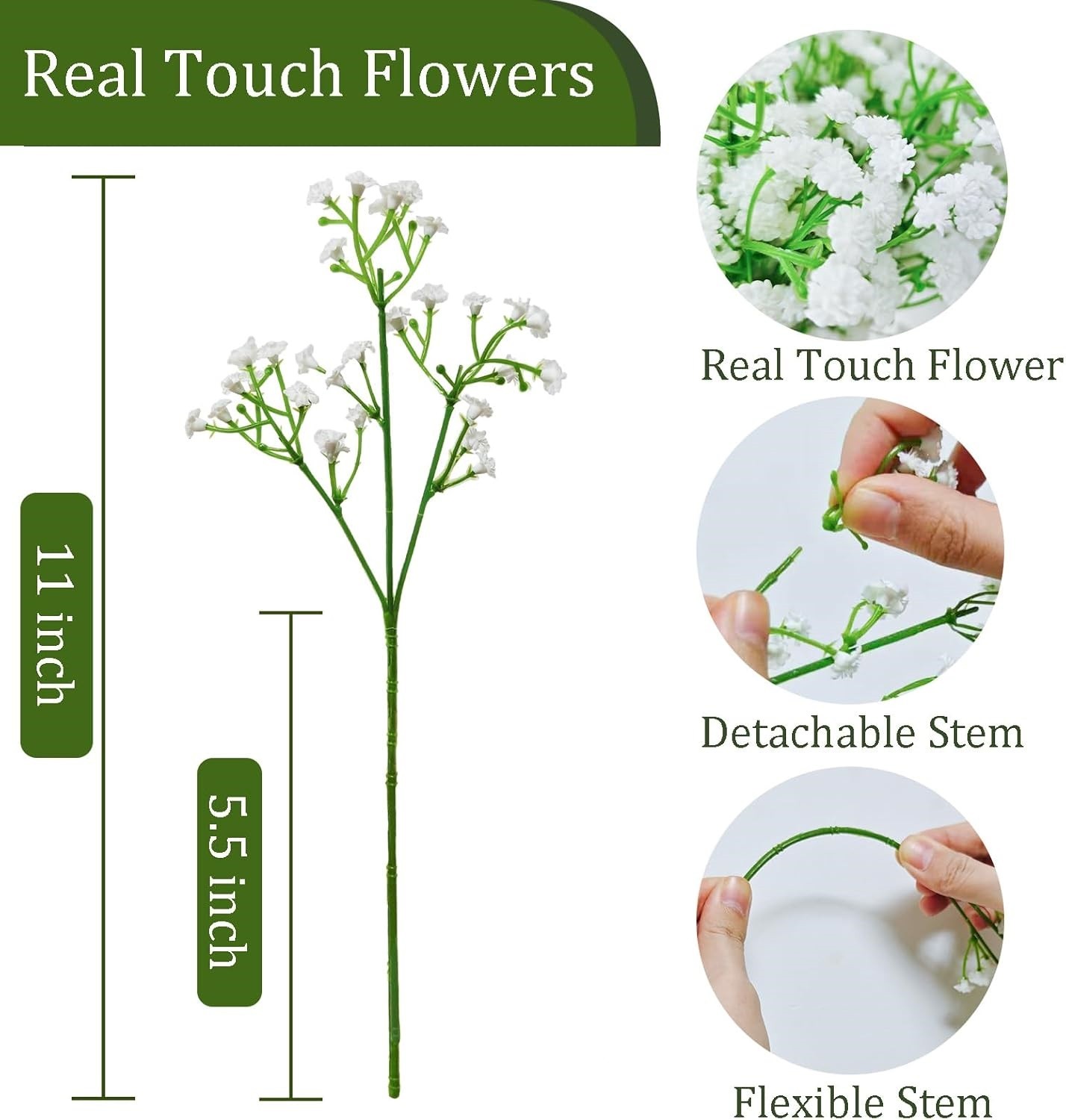50× Artificial Baby Breath Flowers Fake Flowers Bulk Real Touch Bouquet Decor US