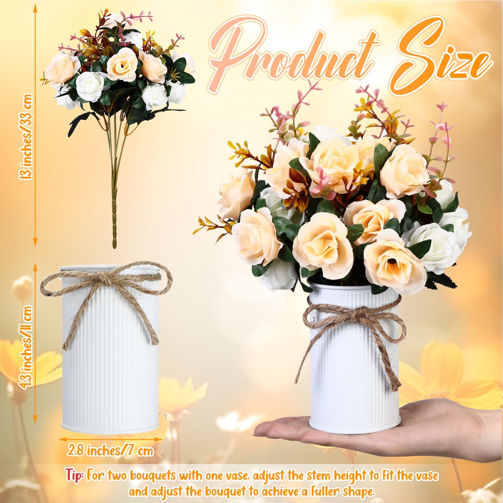 6 Sets Wedding Centerpiece for Table Artificial Rose with Vase Fake Bouquets …