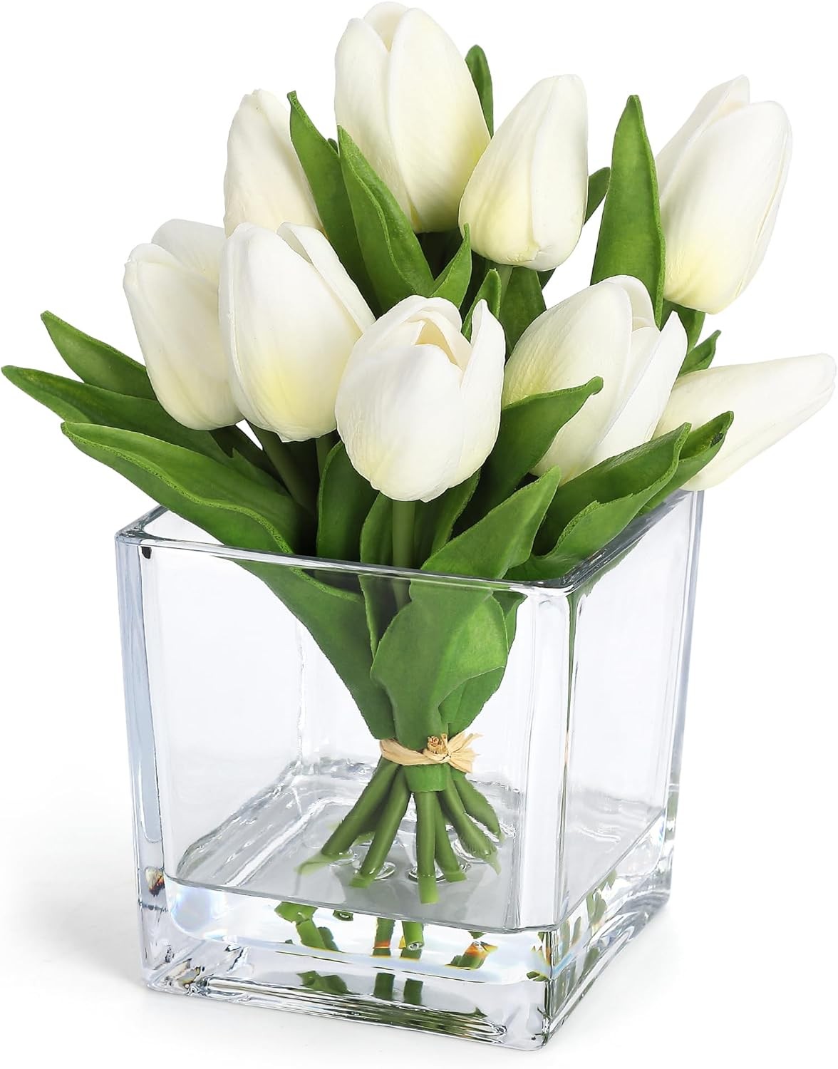Artificial Silk Flower Arrangement w/ Glass Vase Faux Water Table Wedding Decor