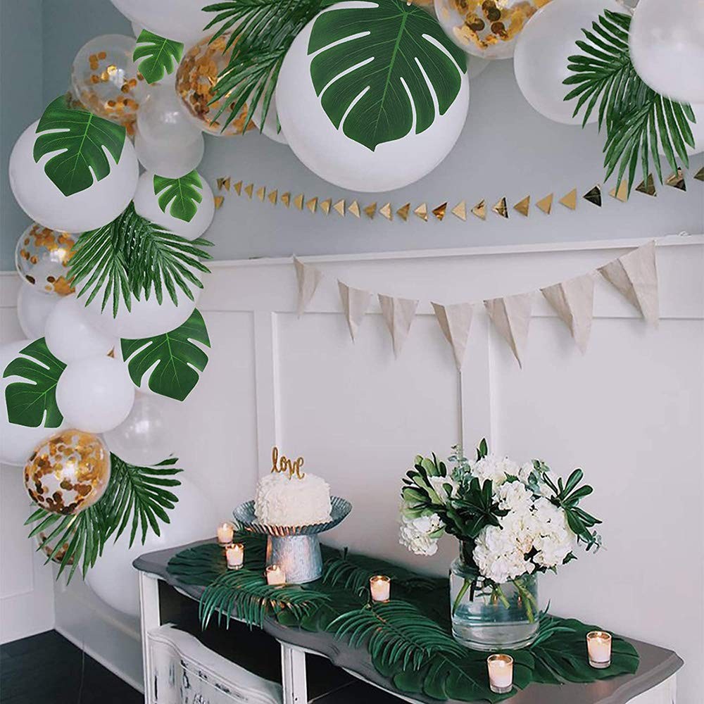 48PCS Tropical Palm Leaves Plant Imitation Leaf for Hawaiian/Luau/Jungle Part…