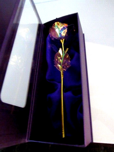 24K Long Stem Gold Rose in Purple Gift Box For THE LADY IN YOUR LIFE