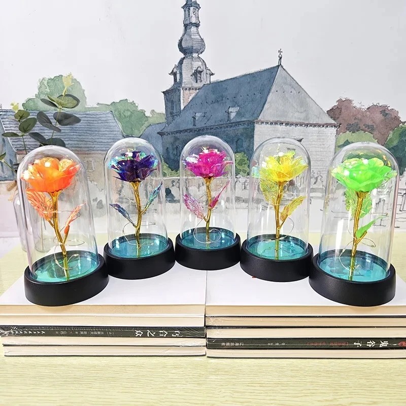 Brand New – Crystal Galaxy Enchanted LED Glass Forever Rose Home Decoration Gift