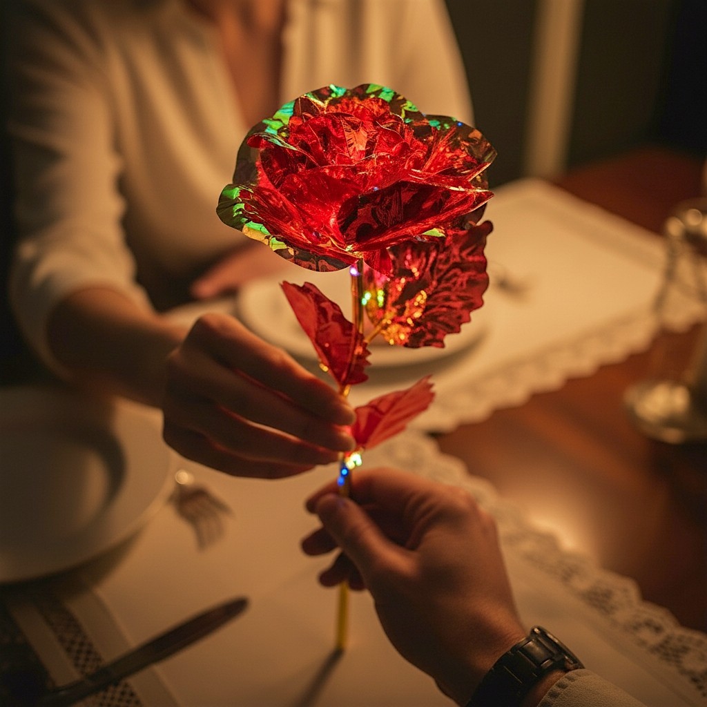18 Inch Red Rose Jumbo Galaxy Rose Stem LED Light-Up Rose Valentine’s Day Gift
