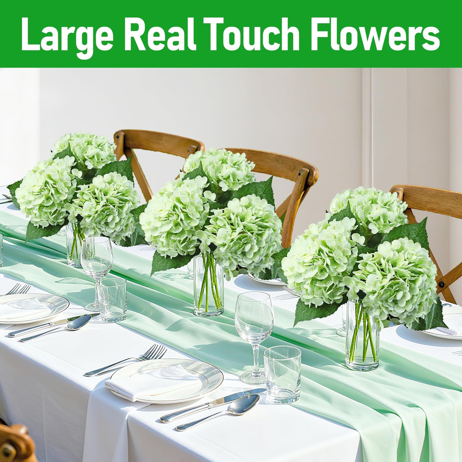 3 Pcs Real Touch Artificial Hydrangeas, 21″ Full Latex Faux Hydrangea Flowers…