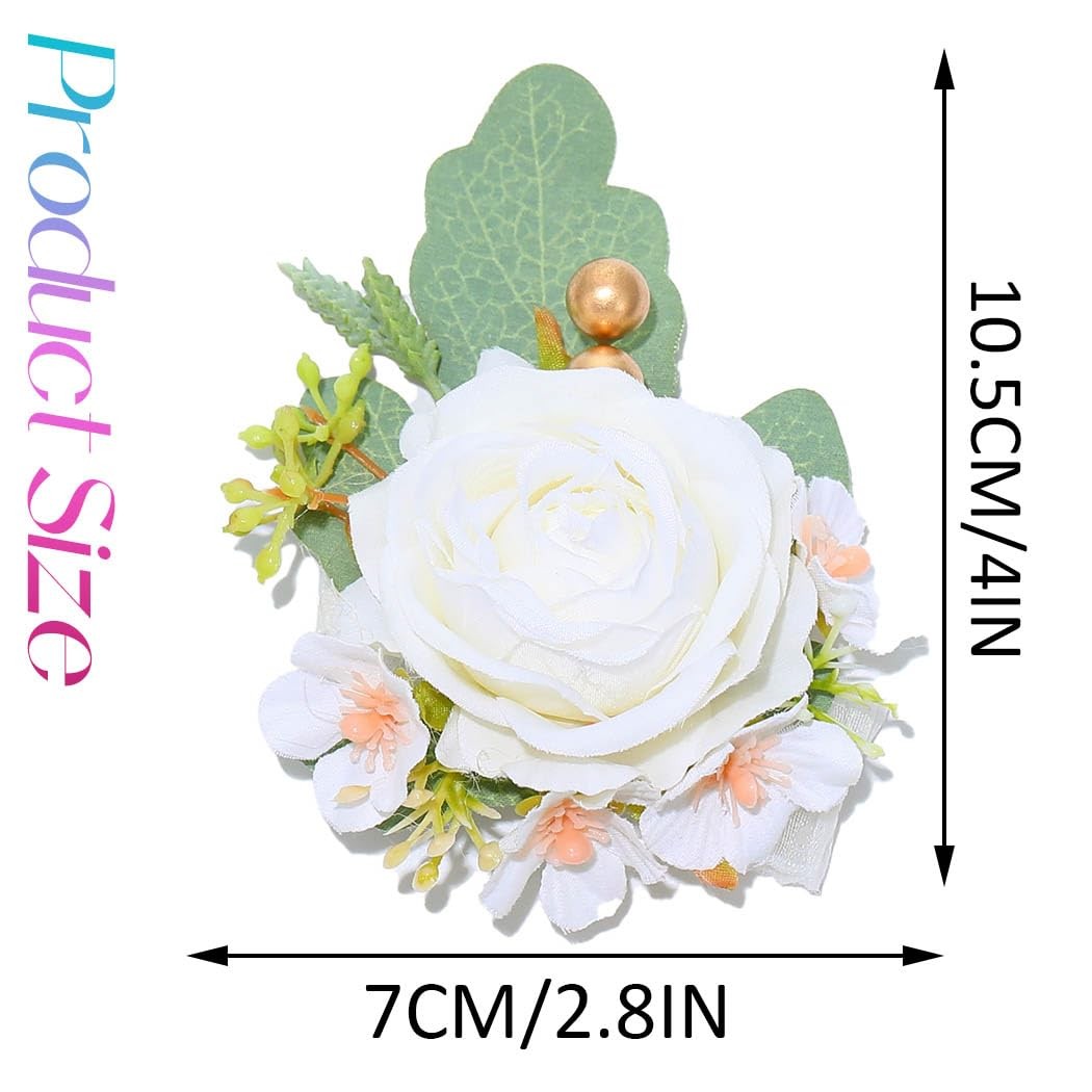 Rose Wrist Corsage Flower Prom Corsage Wristlet Women Girls Wedding White