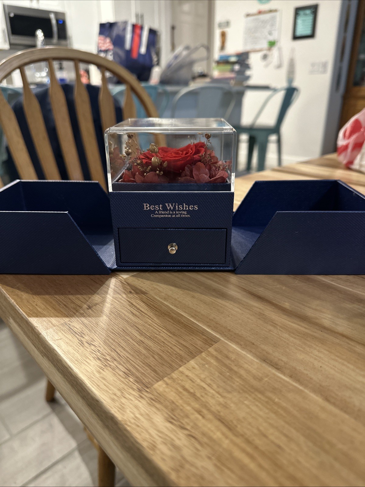 Preserved Eternal Real Red Rose Flower Gift Box With Jewelry Box Best Wishes